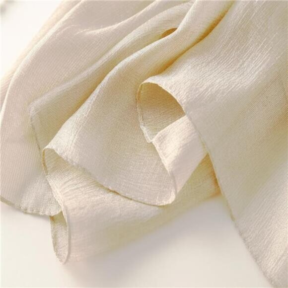 Women Solid Color Scarf, Long Lightweight Beige - Picture 4 of 6